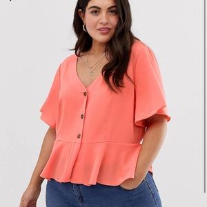 Brave Soul Plus yea blouse with button front